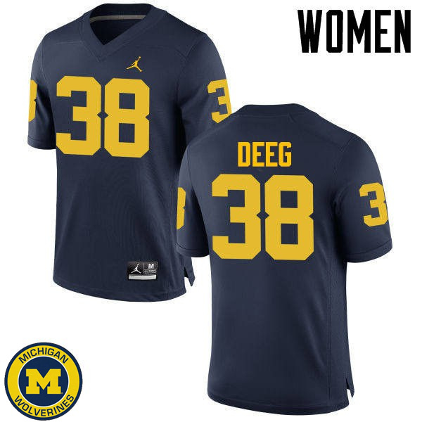 Women's Michigan Wolverines #38 Bradley Deeg Navy College Game Jersey